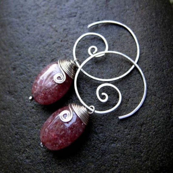 MEANDER African Winery Aventurine Sterling Silver Hoop Dangle Earring MEANDER African Winery Aventurine Sterling Silver Hoop Dangle Earring