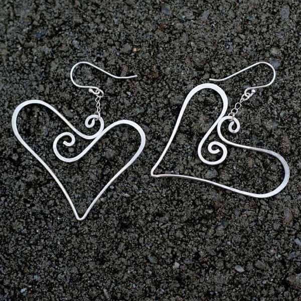 FREE HEART Sterling Dangle Hoop Earring FREE HEART Sterling Dangle Hoop Earring