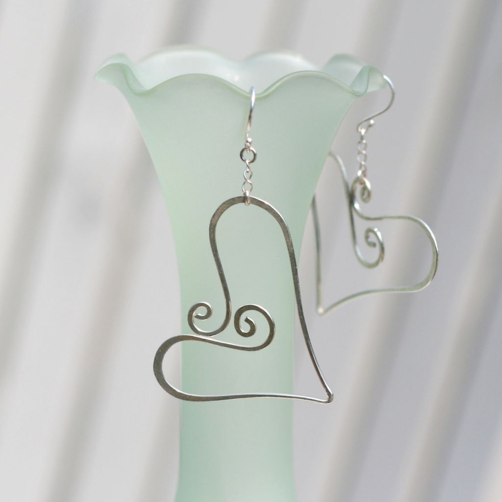 FREE HEART Sterling Dangle Hoop Earring FREE HEART Sterling Dangle Hoop Earring