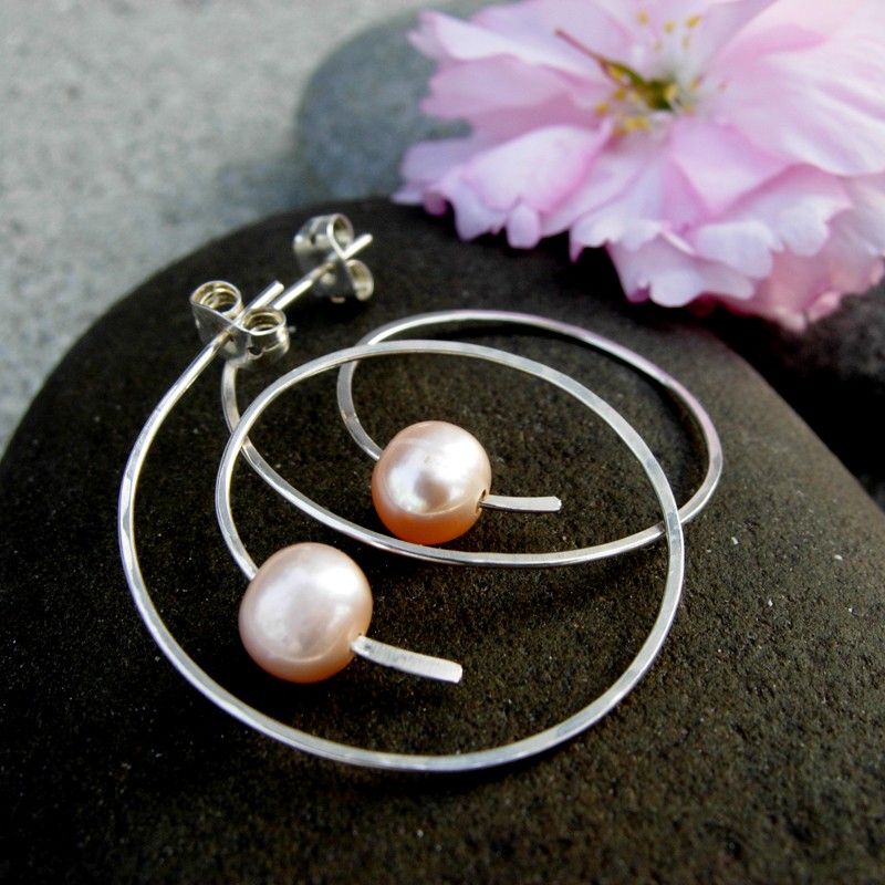 ACCELERATE Cultured Fresh Water Pearl n Sterling Silver Hoop Post Earring ACCELERATE Cultured Fresh Water Pearl n Sterling Silver Hoop Post Earring