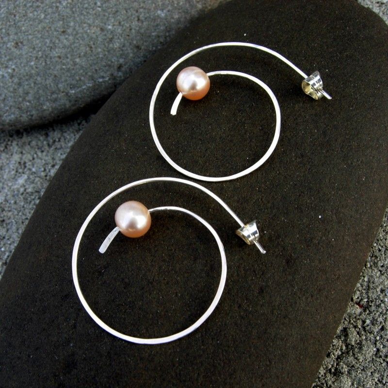 ACCELERATE Cultured Fresh Water Pearl n Sterling Silver Hoop Post Earring ACCELERATE Cultured Fresh Water Pearl n Sterling Silver Hoop Post Earring