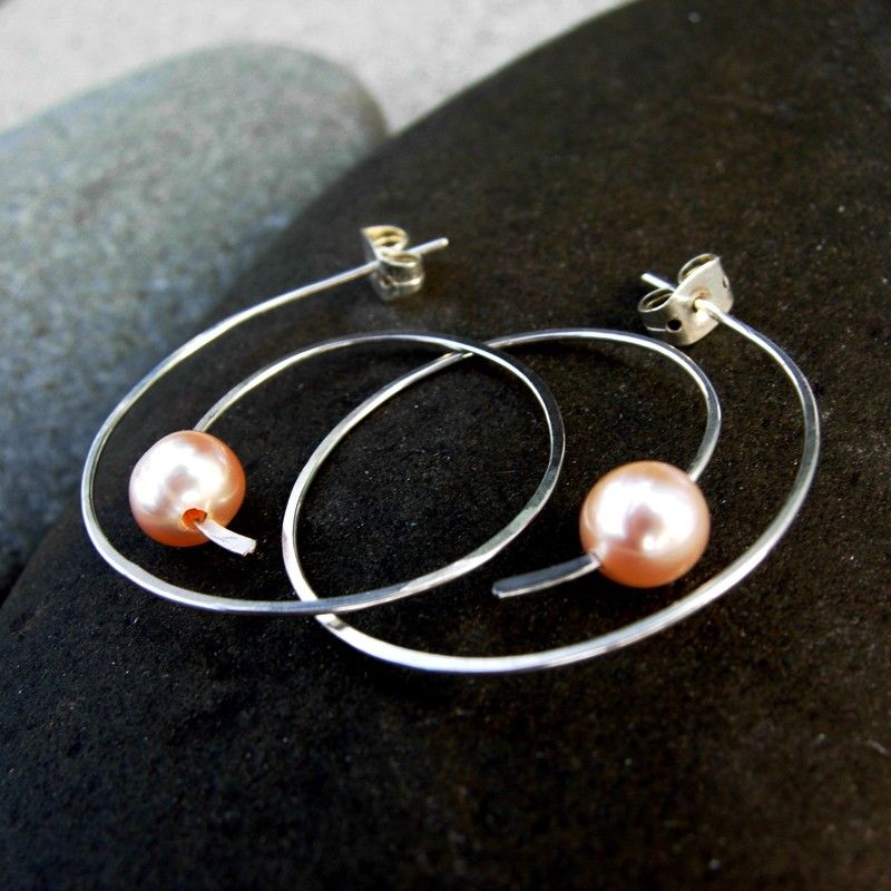 ACCELERATE Cultured Fresh Water Pearl n Sterling Silver Hoop Post Earring ACCELERATE Cultured Fresh Water Pearl n Sterling Silver Hoop Post Earring