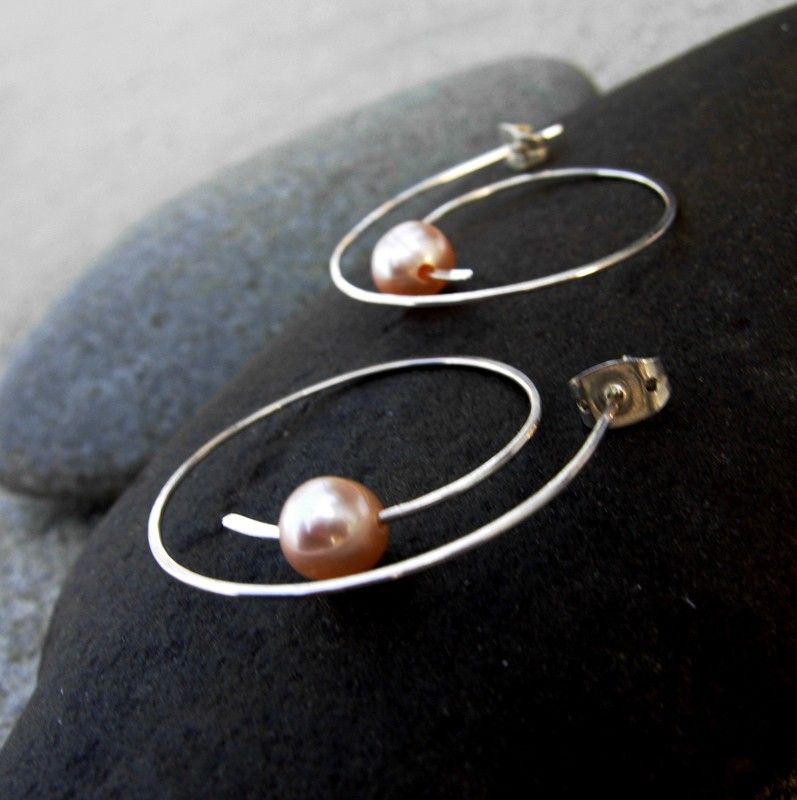 ACCELERATE Cultured Fresh Water Pearl n Sterling Silver Hoop Post Earring ACCELERATE Cultured Fresh Water Pearl n Sterling Silver Hoop Post Earring