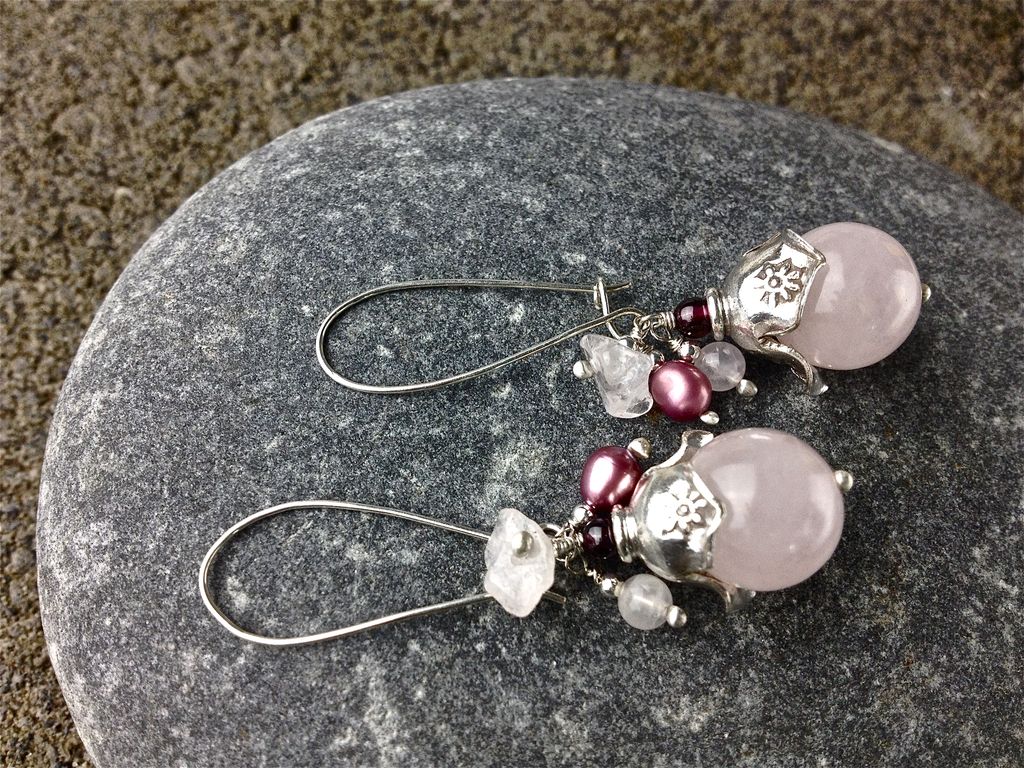 TRINKET Aquamarine Drop Sterling Silver Dangle Cluster Hoop Earring TRINKET Aquamarine Drop Sterling Silver Dangle Cluster Hoop Earring