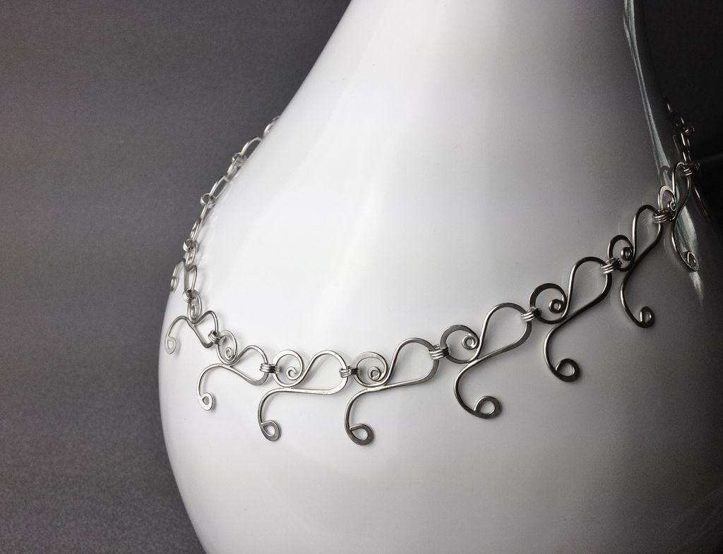 SWAN GLISSADE Argentium Sterling Silver Necklace SWAN GLISSADE Argentium Sterling Silver Necklace
