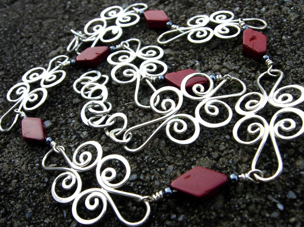 ORIENTAL RED Argentium Silver Jasper n Hematite Necklace ORIENTAL RED Argentium Silver Jasper n Hematite Necklace