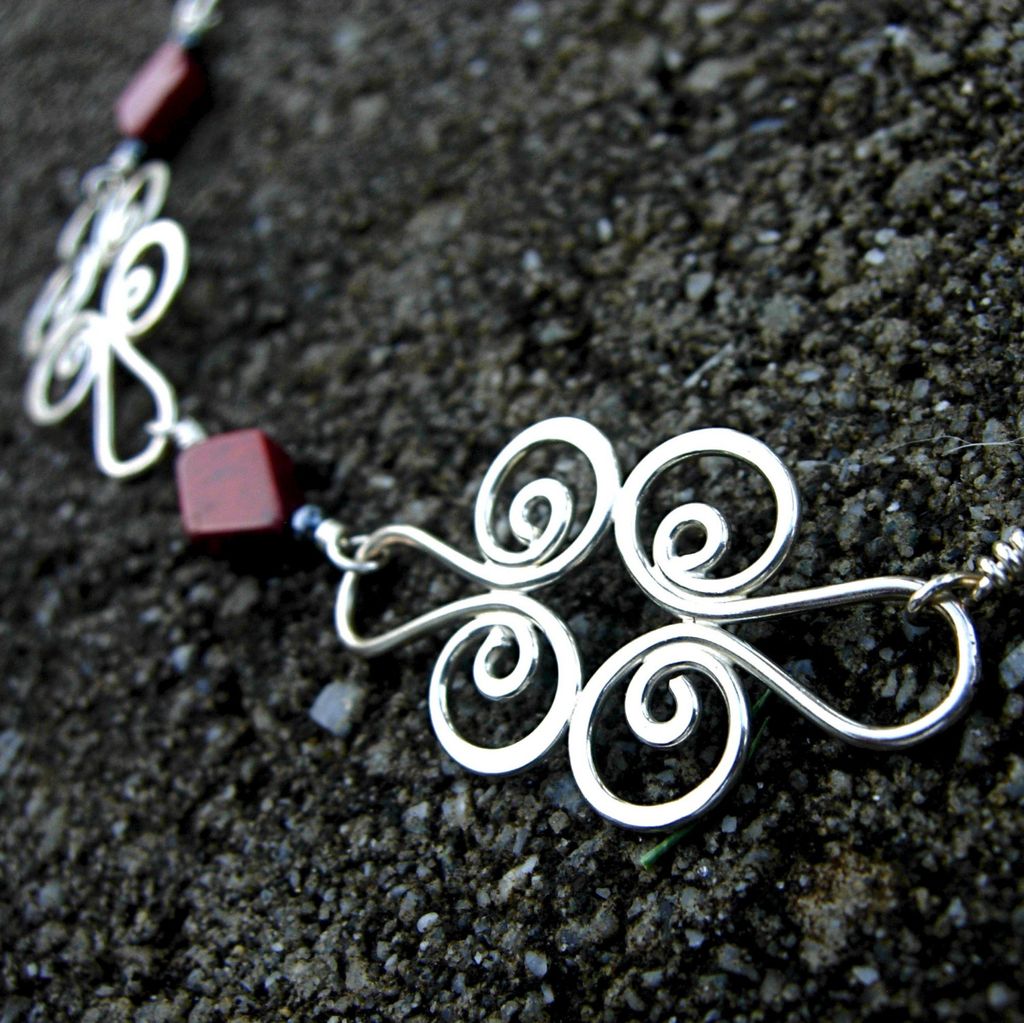 ORIENTAL RED Argentium Silver Jasper n Hematite Necklace ORIENTAL RED Argentium Silver Jasper n Hematite Necklace