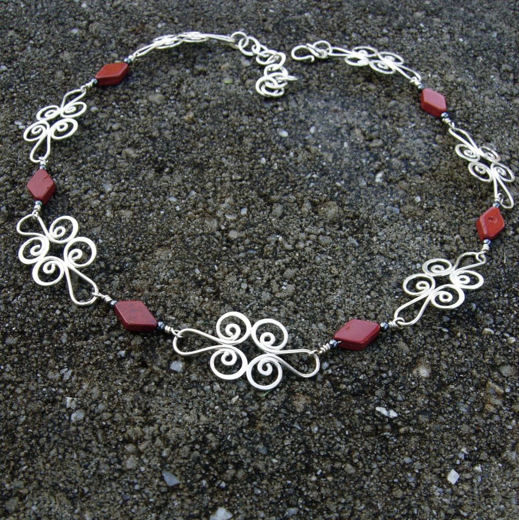 ORIENTAL RED Argentium Silver Jasper n Hematite Necklace ORIENTAL RED Argentium Silver Jasper n Hematite Necklace