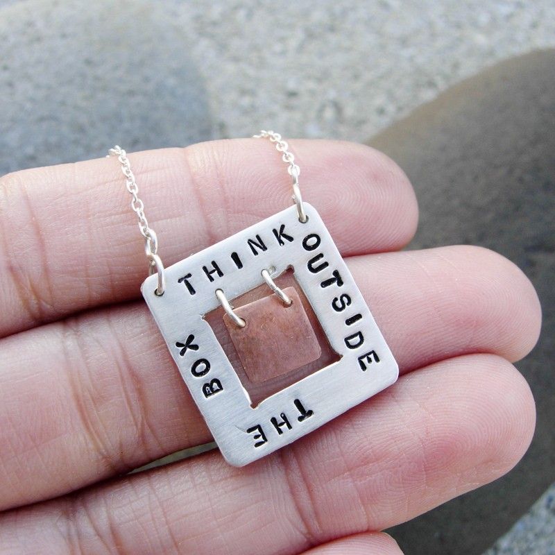 THINK OUTSIDE THE BOX Sterling Silver and Copper Pendant Necklace THINK OUTSIDE THE BOX Sterling Silver and Copper Pendant Necklace