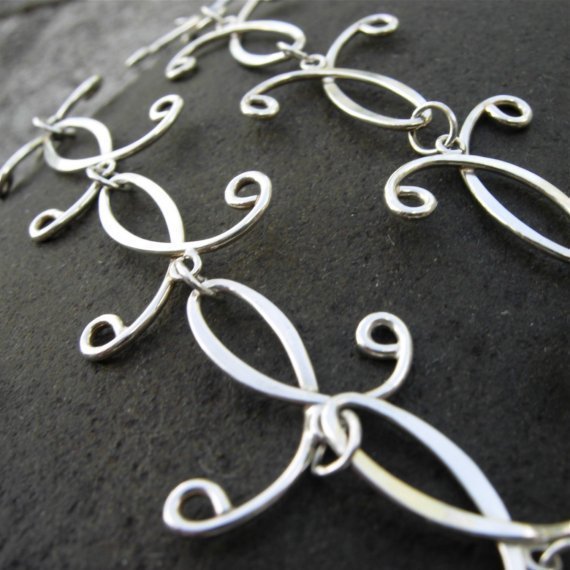 SCHOOL OF FISH Argentium Sterling Silver Necklace SCHOOL OF FISH Argentium Sterling Silver Necklace