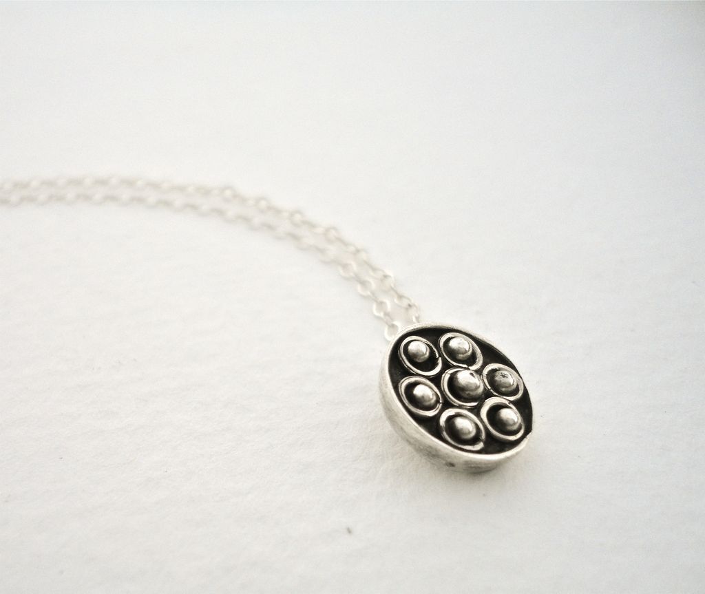 Tiny Flower Sterling Silver Granule Pendant Necklace Tiny Flower Sterling Silver Granule Pendant Necklace