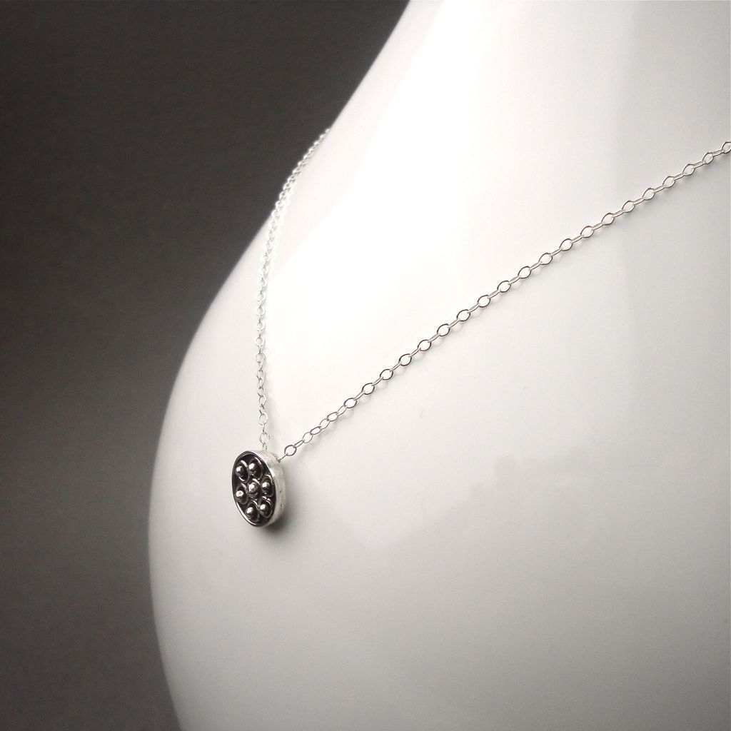 Tiny Flower Sterling Silver Granule Pendant Necklace Tiny Flower Sterling Silver Granule Pendant Necklace