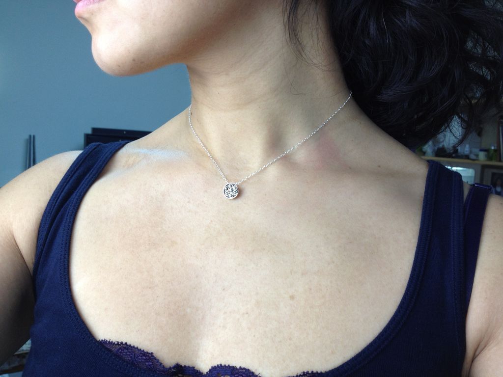 Tiny Flower Sterling Silver Granule Pendant Necklace Tiny Flower Sterling Silver Granule Pendant Necklace