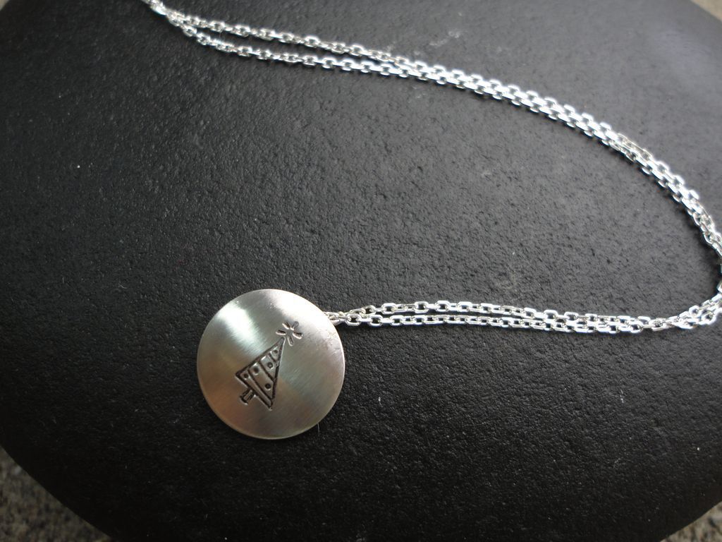 CHRISTMAS TREE Sterling Silver 1/2" Domed Pendant Necklace CHRISTMAS TREE Sterling Silver 1/2" Domed Pendant Necklace