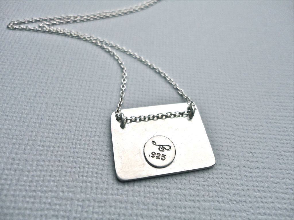 CHIMERA Sterling Silver Rectangle Hand Stamped Circle Bubble Daydream Pendant Necklace CHIMERA Sterling Silver Rectangle Hand Stamped Circle Bubble Daydream Pendant Necklace