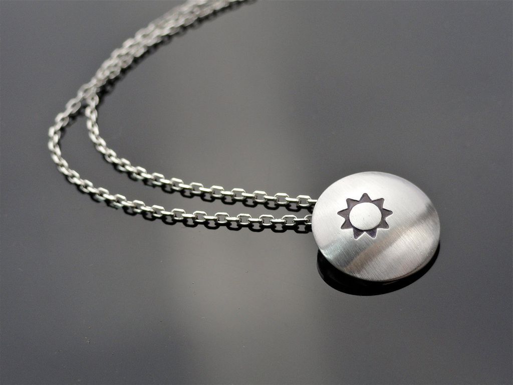 LITTLE MISS SUNSHINE Sterling Silver Drop Pendant Necklace Modern Minimalism LITTLE MISS SUNSHINE Sterling Silver Drop Pendant Necklace Modern Minimalism