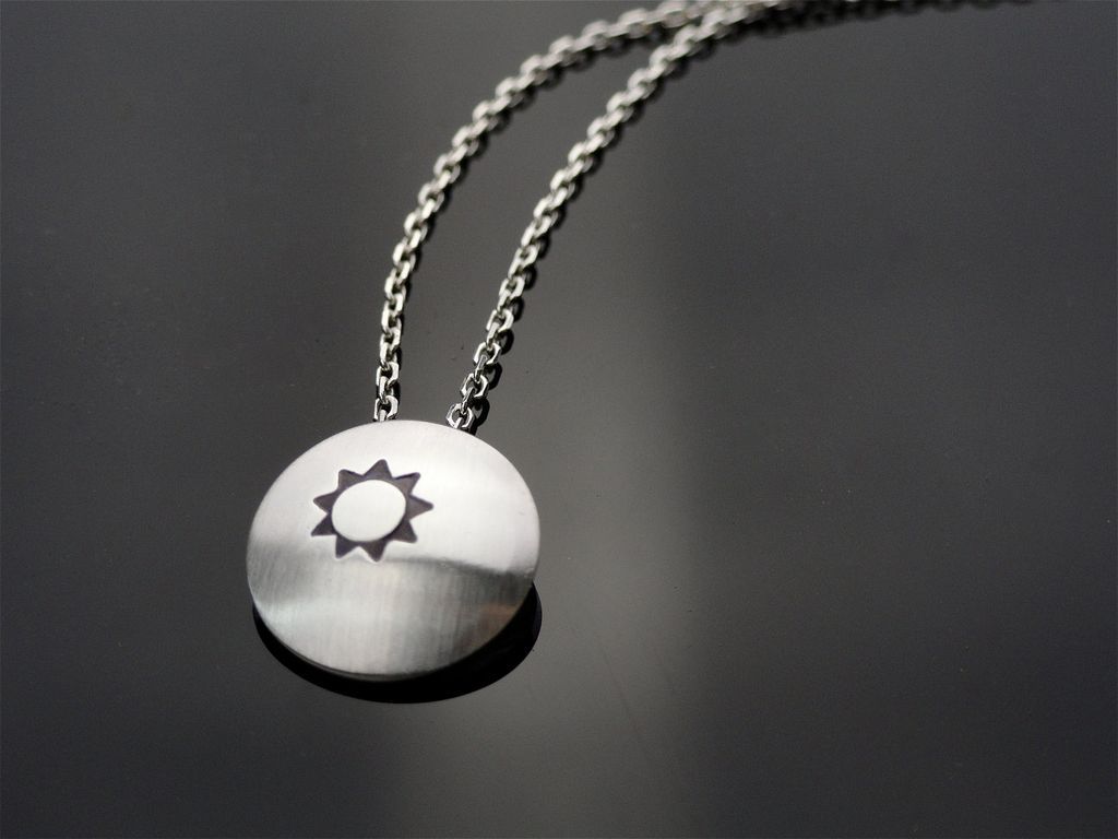 LITTLE MISS SUNSHINE Sterling Silver Drop Pendant Necklace Modern Minimalism LITTLE MISS SUNSHINE Sterling Silver Drop Pendant Necklace Modern Minimalism