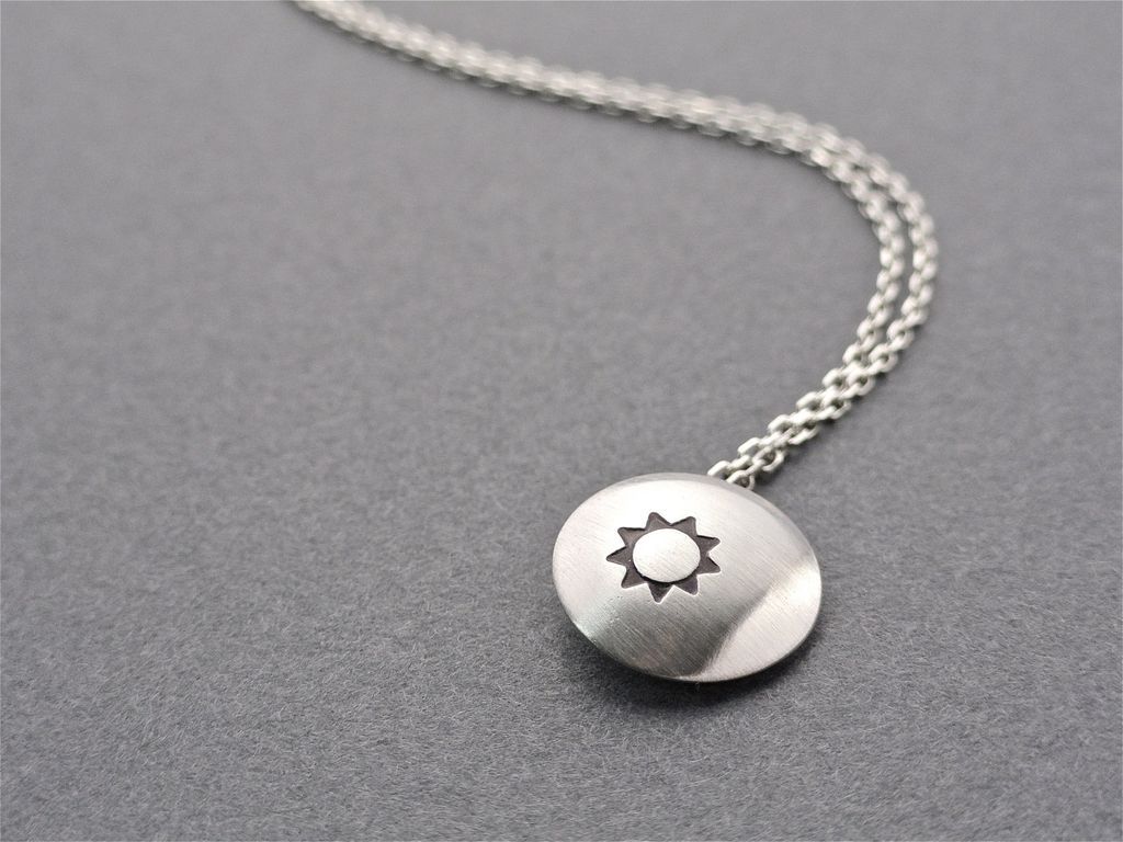 LITTLE MISS SUNSHINE Sterling Silver Drop Pendant Necklace Modern Minimalism LITTLE MISS SUNSHINE Sterling Silver Drop Pendant Necklace Modern Minimalism