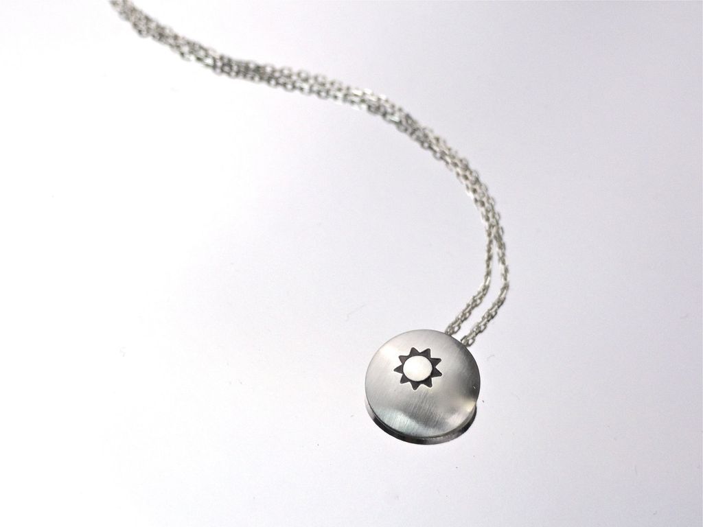 LITTLE MISS SUNSHINE Sterling Silver Drop Pendant Necklace Modern Minimalism LITTLE MISS SUNSHINE Sterling Silver Drop Pendant Necklace Modern Minimalism