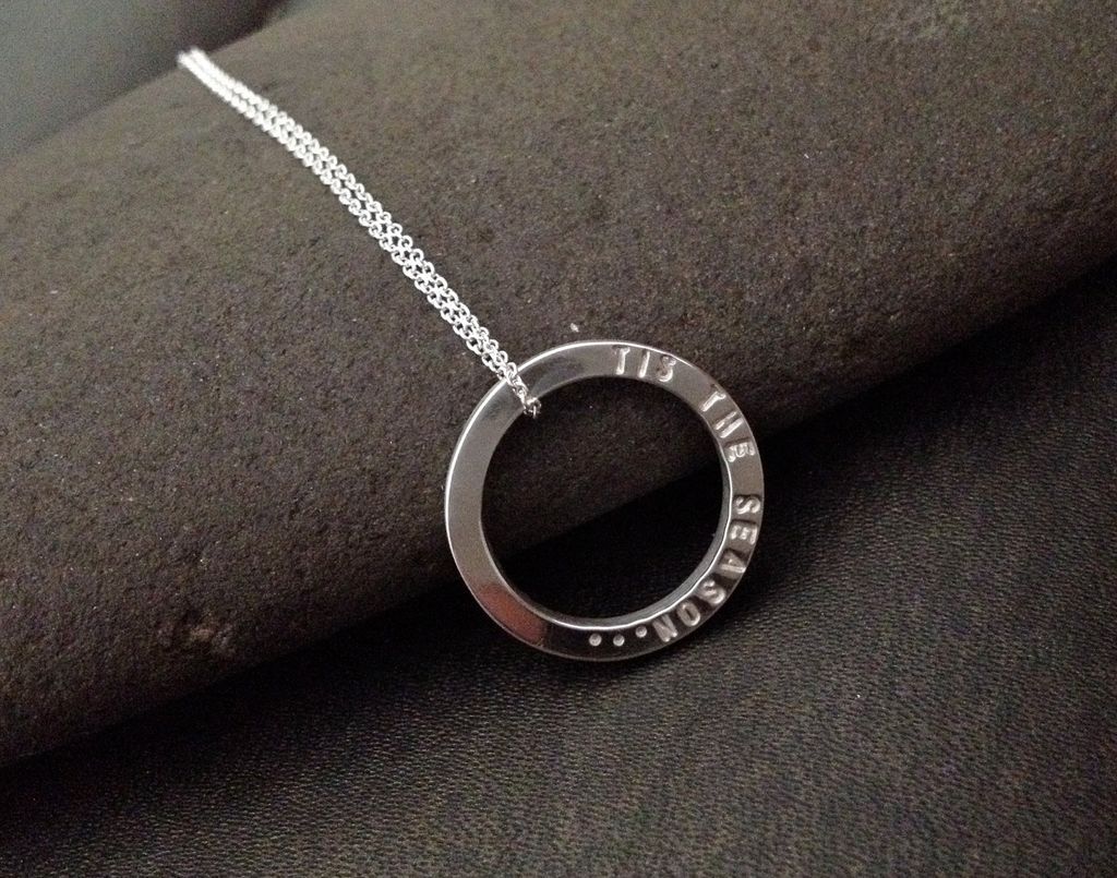 Hidden Message Stackable Sterling Silver Ring Pendant Necklace TIS THE SEASON Hidden Message Stackable Sterling Silver Ring Pendant Necklace TIS THE SEASON