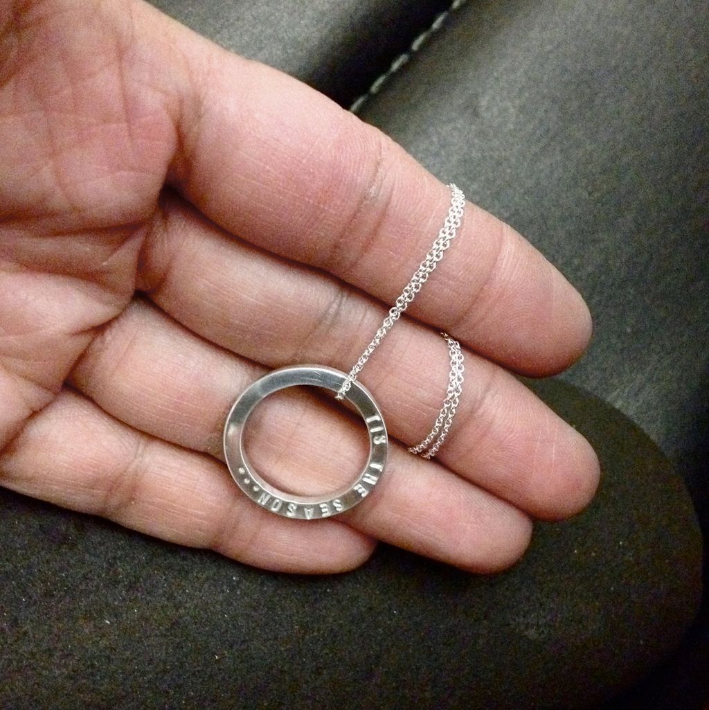 Hidden Message Stackable Sterling Silver Ring Pendant Necklace TIS THE SEASON Hidden Message Stackable Sterling Silver Ring Pendant Necklace TIS THE SEASON