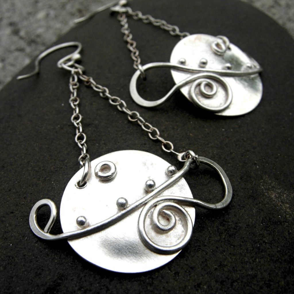 LUNA LARK Argentium Sterling Silver Disk Granule Curl Necklace And Earring Set LUNA LARK Argentium Sterling Silver Disk Granule Curl Necklace And Earring Set