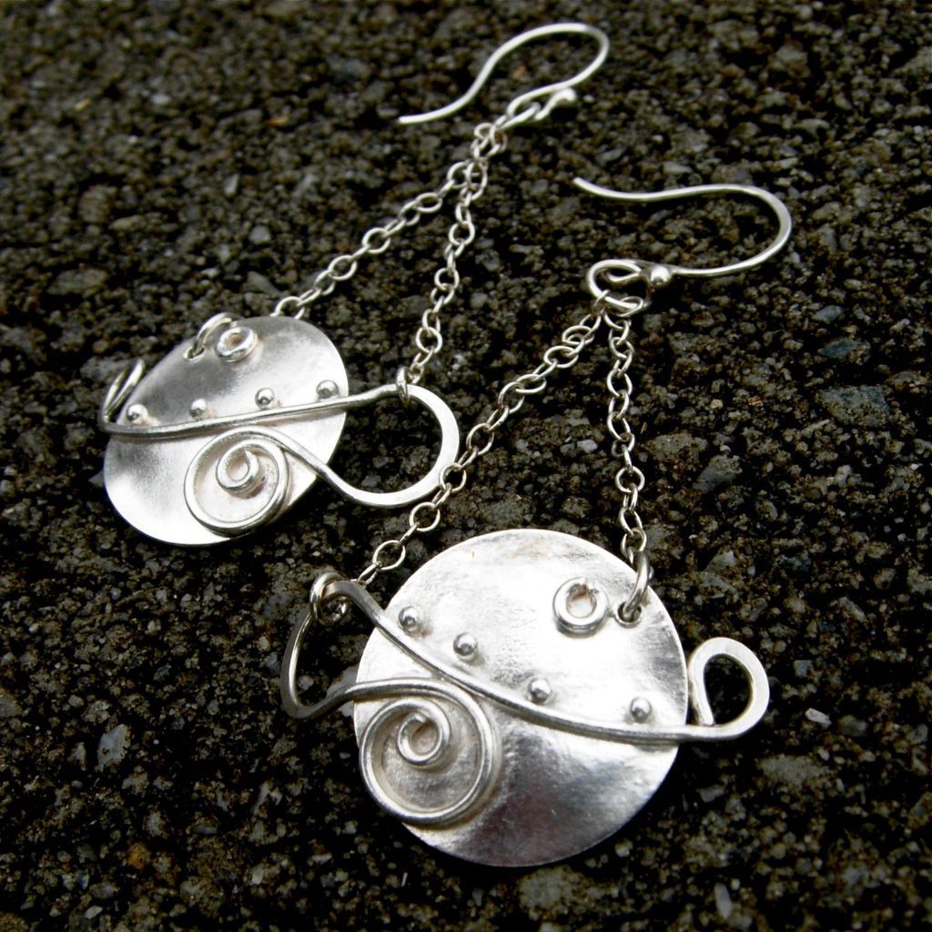 LUNA LARK Argentium Sterling Silver Disk Granule Curl Necklace And Earring Set LUNA LARK Argentium Sterling Silver Disk Granule Curl Necklace And Earring Set