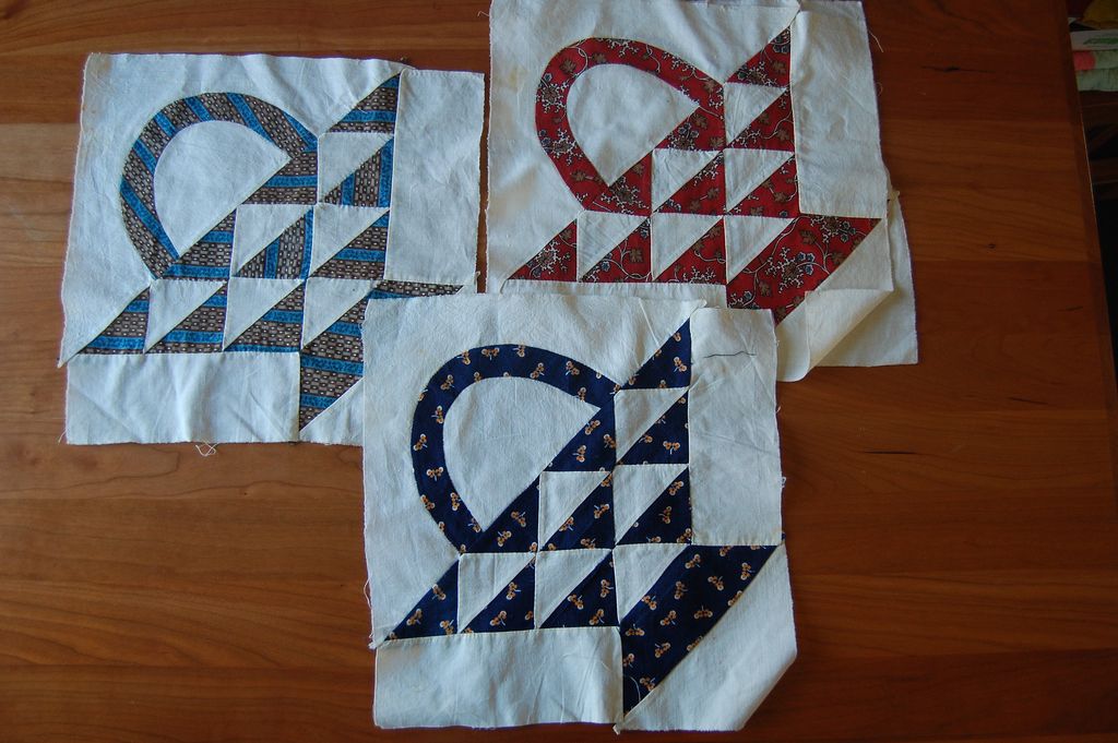 4 Vintage 1850's Quilt blocks, Pretty Pieced baskets 4 Vintage 1850's Quilt blocks, Pretty Pieced baskets