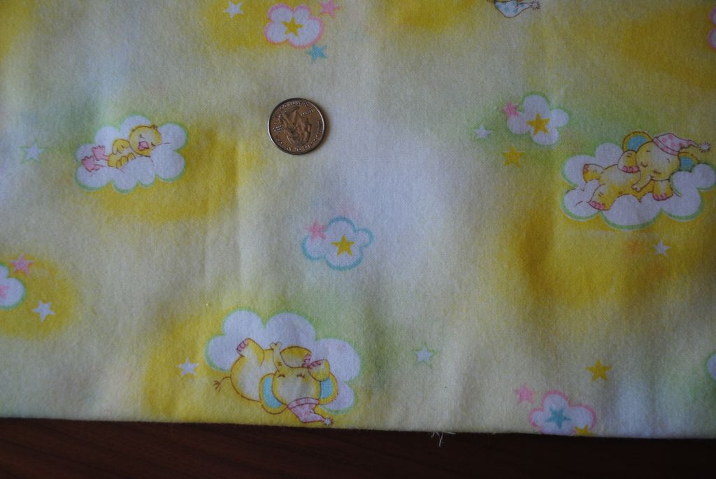 2 yds Vintage 1950's Juvenile print flannel, Yellow with baby Animals sleeping on Clouds 2 yds Vintage 1950's Juvenile print flannel, Yellow with baby Animals sleeping on Clouds