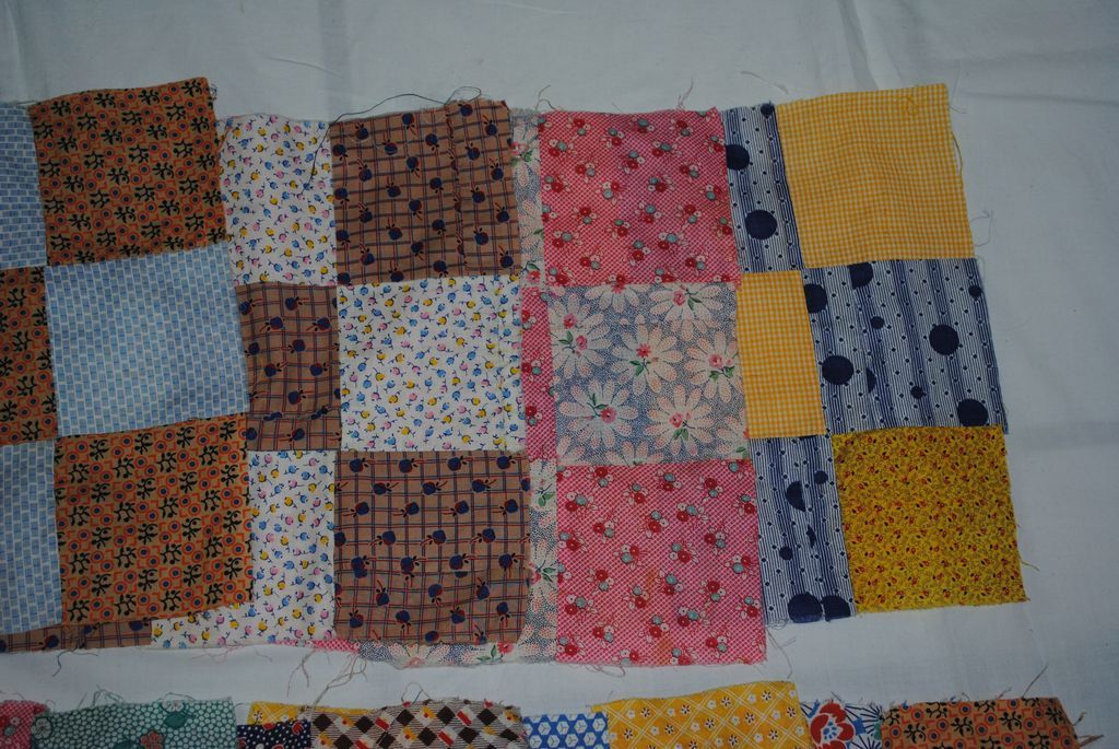 13 c1930 Nine Patch Quilt Blocks, hand and machine sewn 13 c1930 Nine Patch Quilt Blocks, hand and machine sewn