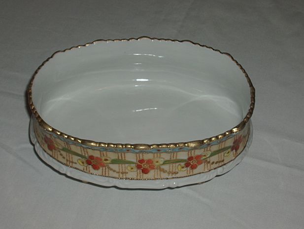 Nippon Hand Painted Footed Dish Heavy Gold Raised/Floral Nippon Hand Painted Footed Dish Heavy Gold Raised/Floral