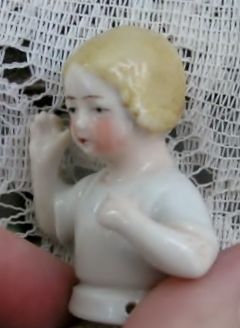 Arms away Child Porcelain Half doll, Germany Arms away Child Porcelain Half doll, Germany