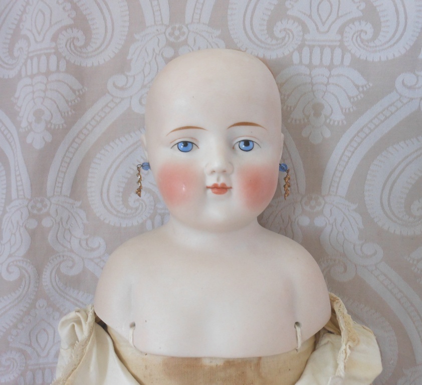German Bisque Head Lady Doll with Solid Dome Head German Bisque Head Lady Doll with Solid Dome Head