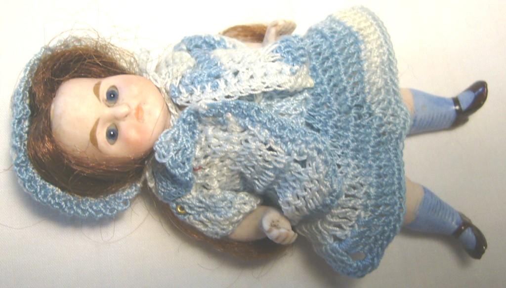 German All Bisque Doll with Glass Eyes and Wig German All Bisque Doll with Glass Eyes and Wig