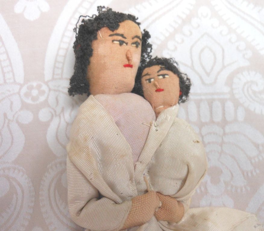 All Original Cloth Lady Doll with Baby in Her Arms All Original Cloth Lady Doll with Baby in Her Arms