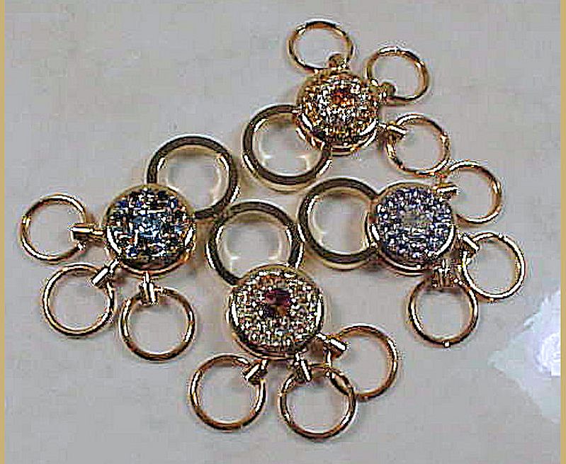 Lot Of 4 Rhinestone Studded Ladies Key Rings Lot Of 4 Rhinestone Studded Ladies Key Rings