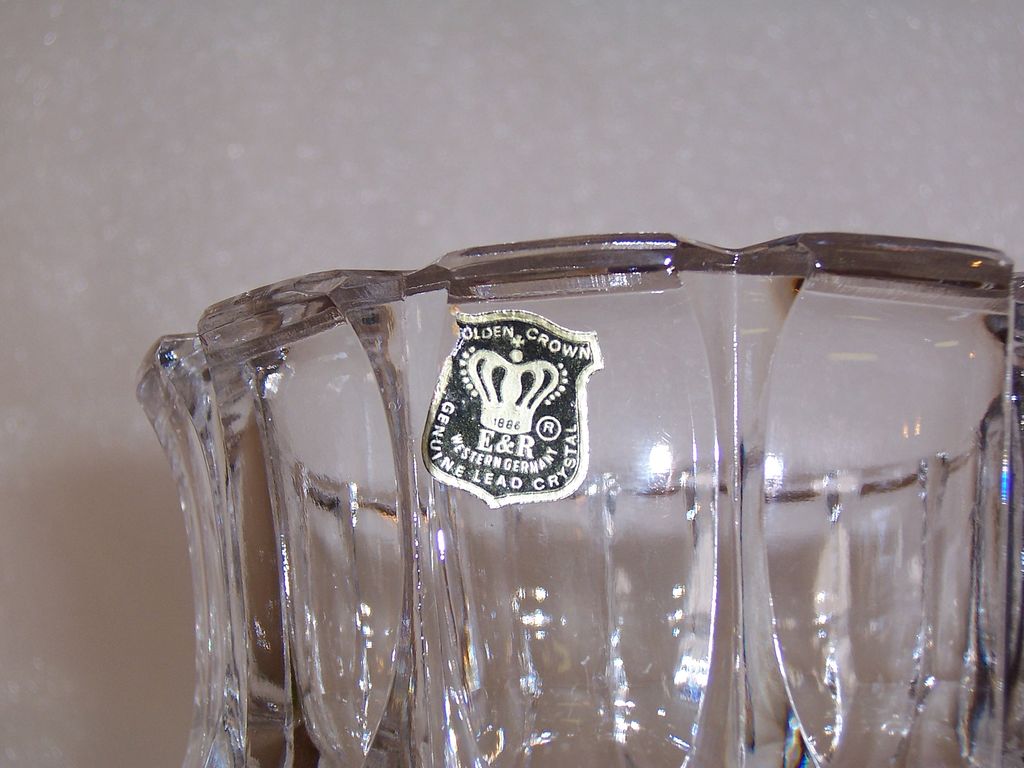 ER Golden Crown Genuine Lead Crystal Vase, Western Germany from