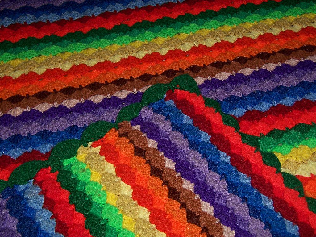 MultiColored Queen Size Handmade Crochet Afghan from johnsantiques on