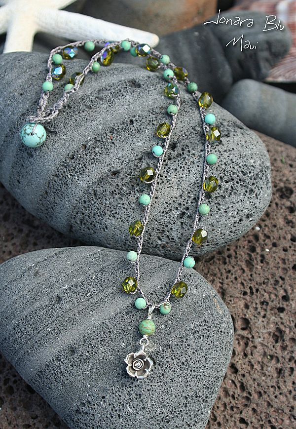 Silver Rose Boho Crocheted Necklace Silver Rose Boho Crocheted Necklace