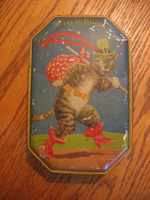 Vintage Puss in Boots Toffee Tin England Blue Bird Toffee Tin Vintage Puss in Boots Toffee Tin England Blue Bird Toffee Tin