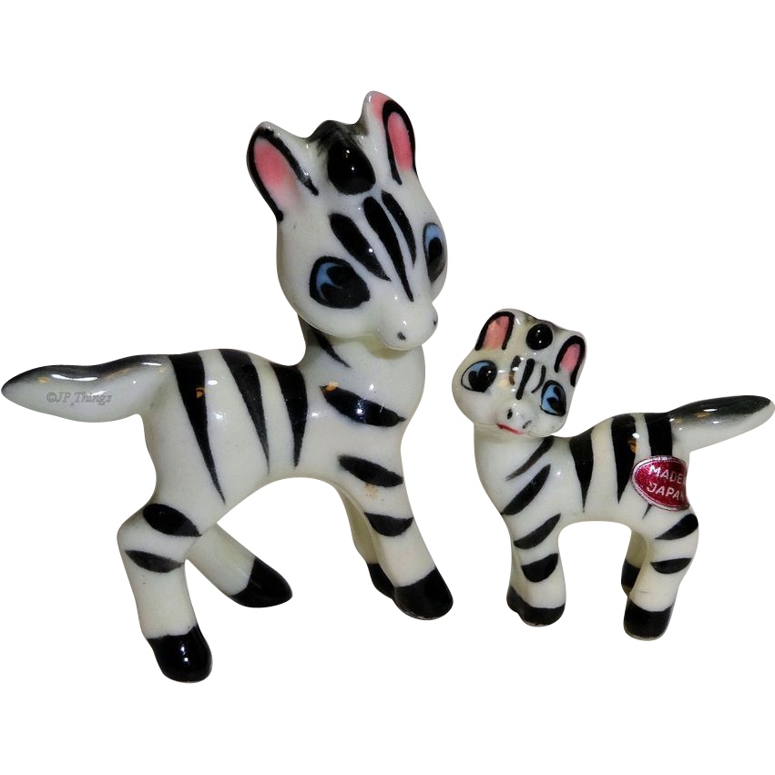 Miniature Momma Zebra and Baby Zebra Porcelain Figurines Very Unique