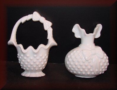 White Hobnail Basket & Vase Plastic Wall Pockets By Burwood White Hobnail Basket & Vase Plastic Wall Pockets By Burwood