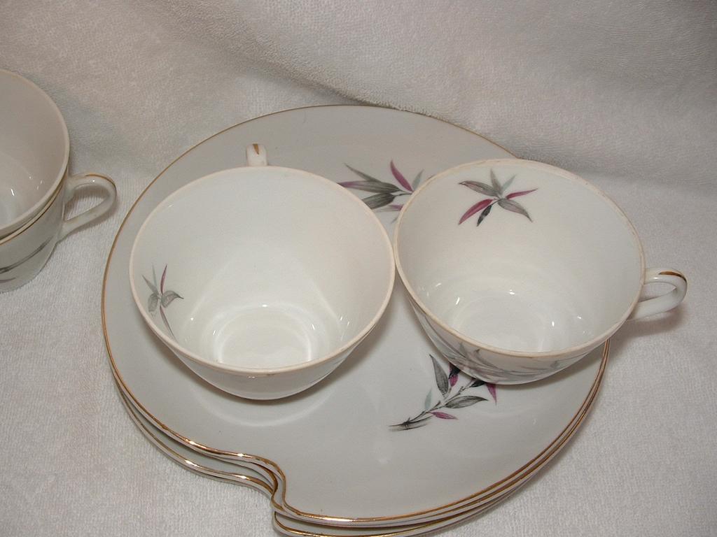 Napco China, Hand painted Snack Or Lunch Set: Gold Trim Napco China, Hand painted Snack Or Lunch Set: Gold Trim
