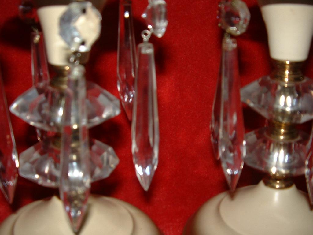 3 Piece Metal Ware Mantle Luster's Crystals & Crystal Prisms 3 Piece Metal Ware Mantle Luster's Crystals & Crystal Prisms