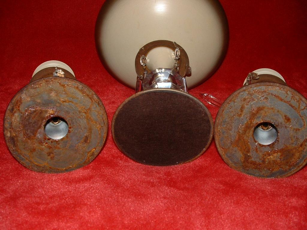 3 Piece Metal Ware Mantle Luster's Crystals & Crystal Prisms 3 Piece Metal Ware Mantle Luster's Crystals & Crystal Prisms
