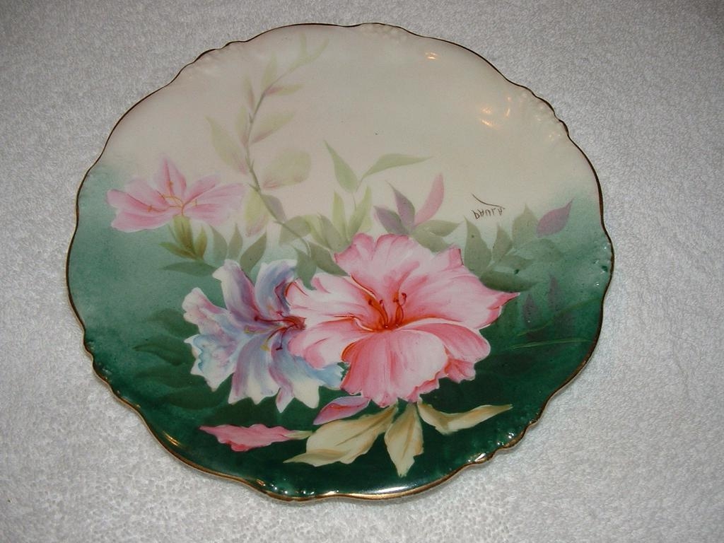 Beautiful Hand Painted HIBISCUS, Limoges Signed Plate 1900-1914 Beautiful Hand Painted HIBISCUS, Limoges Signed Plate 1900-1914