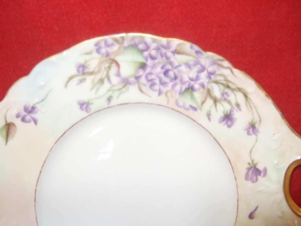 Jean J. Pouyat Limoges France, Floral Handled Cake Plate Jean J. Pouyat Limoges France, Floral Handled Cake Plate