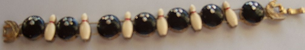 Vintage Enamel Bowling Ball & Pen Bracelet Vintage Enamel Bowling Ball & Pen Bracelet