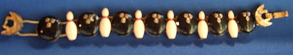 Vintage Enamel Bowling Ball & Pen Bracelet Vintage Enamel Bowling Ball & Pen Bracelet