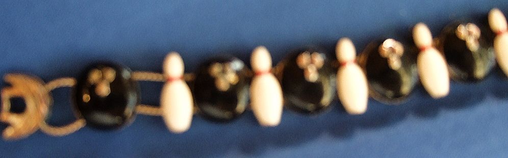 Vintage Enamel Bowling Ball & Pen Bracelet Vintage Enamel Bowling Ball & Pen Bracelet